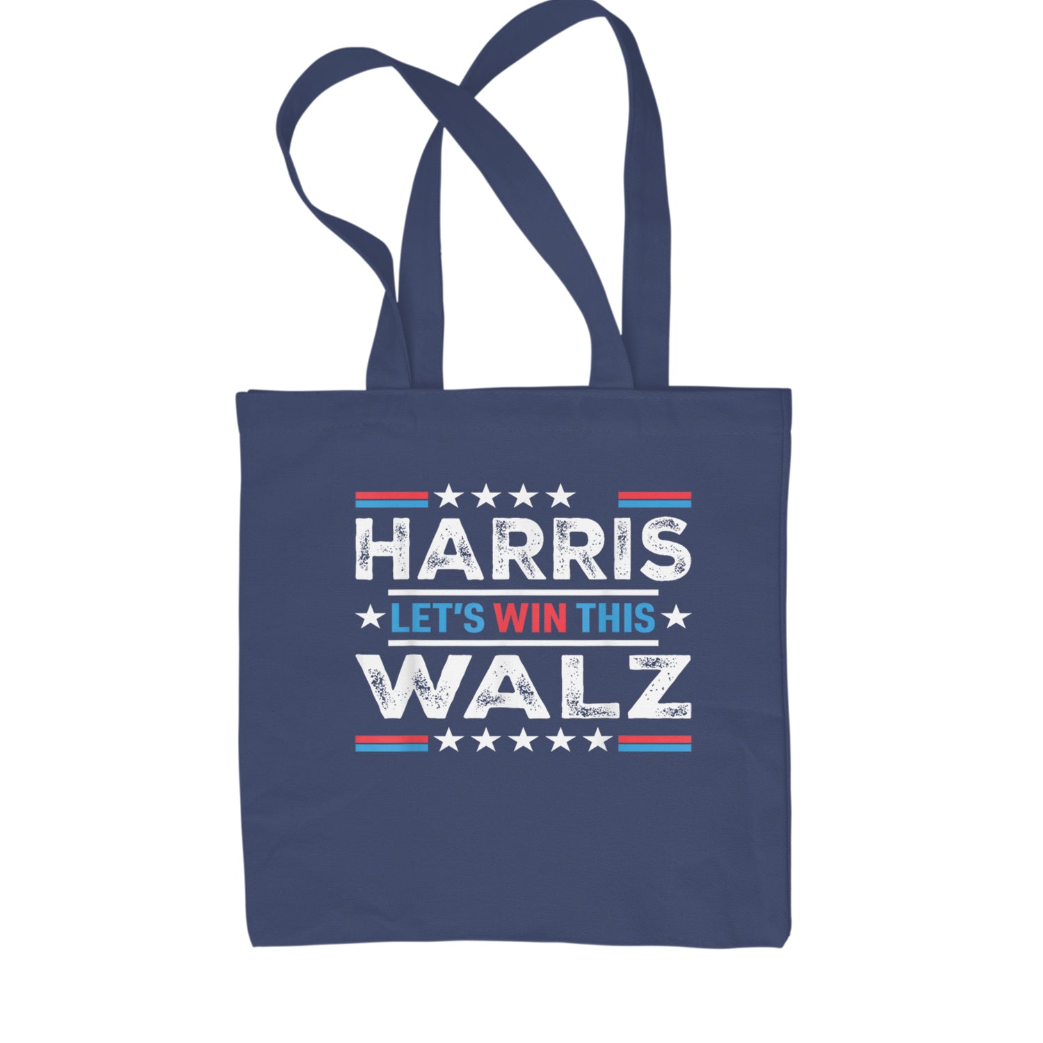 Kamala Harris and Tim Walz For President Shopping Tote Bag Navy Blue