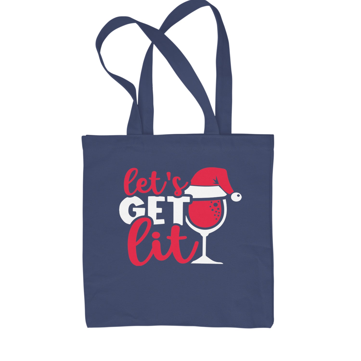 Let’s Get Lit Shopping Tote Bag Navy Blue