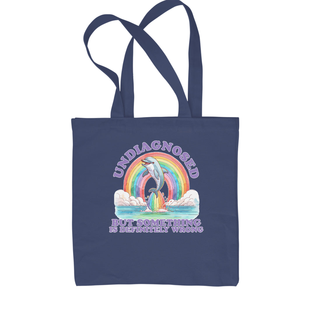 Undiagnosed But Something Is Definitely Wrong Shopping Tote Bag Navy Blue