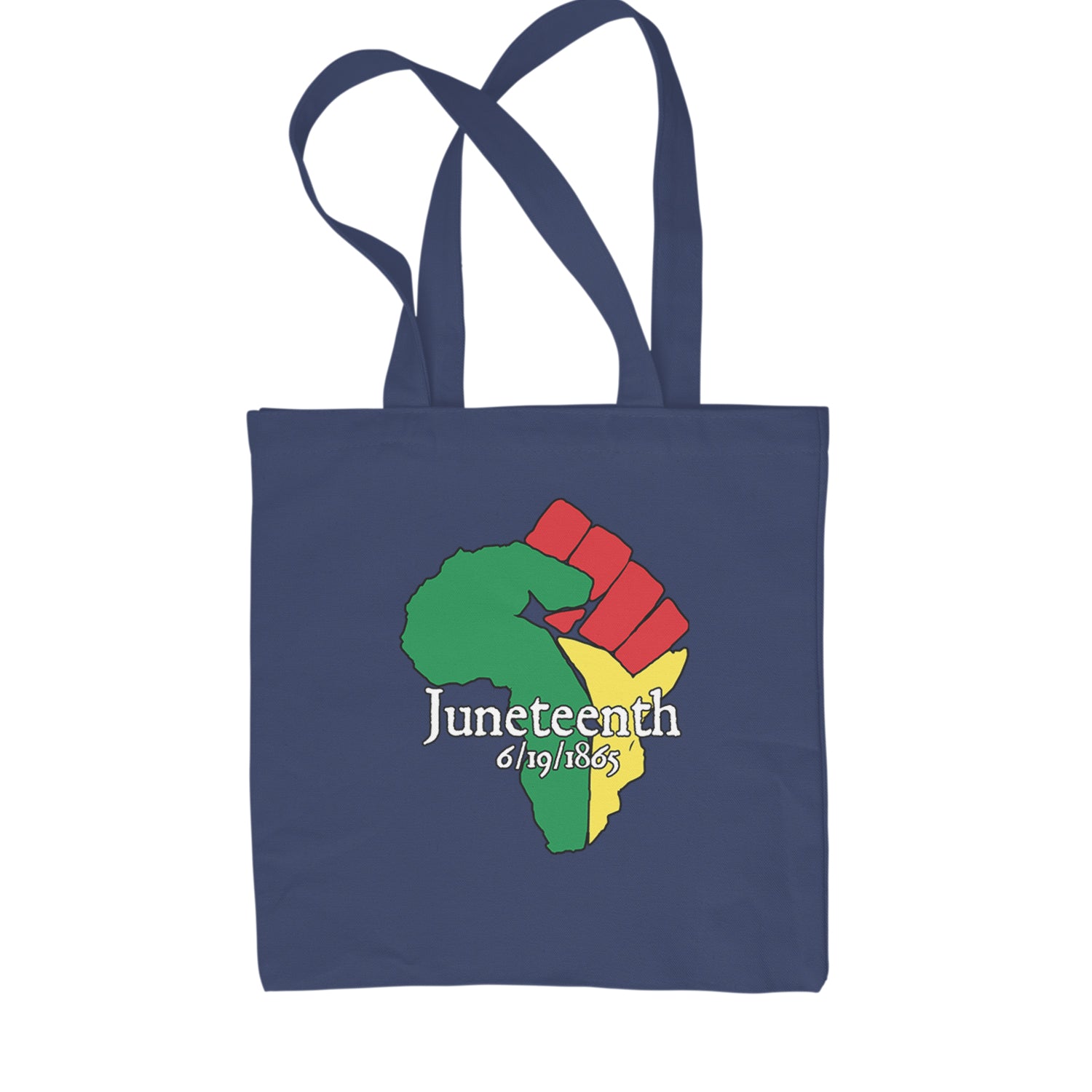 Juneteenth Raised Fist Africa Celebrate Emancipation Day Shopping Tote Bag Navy Blue