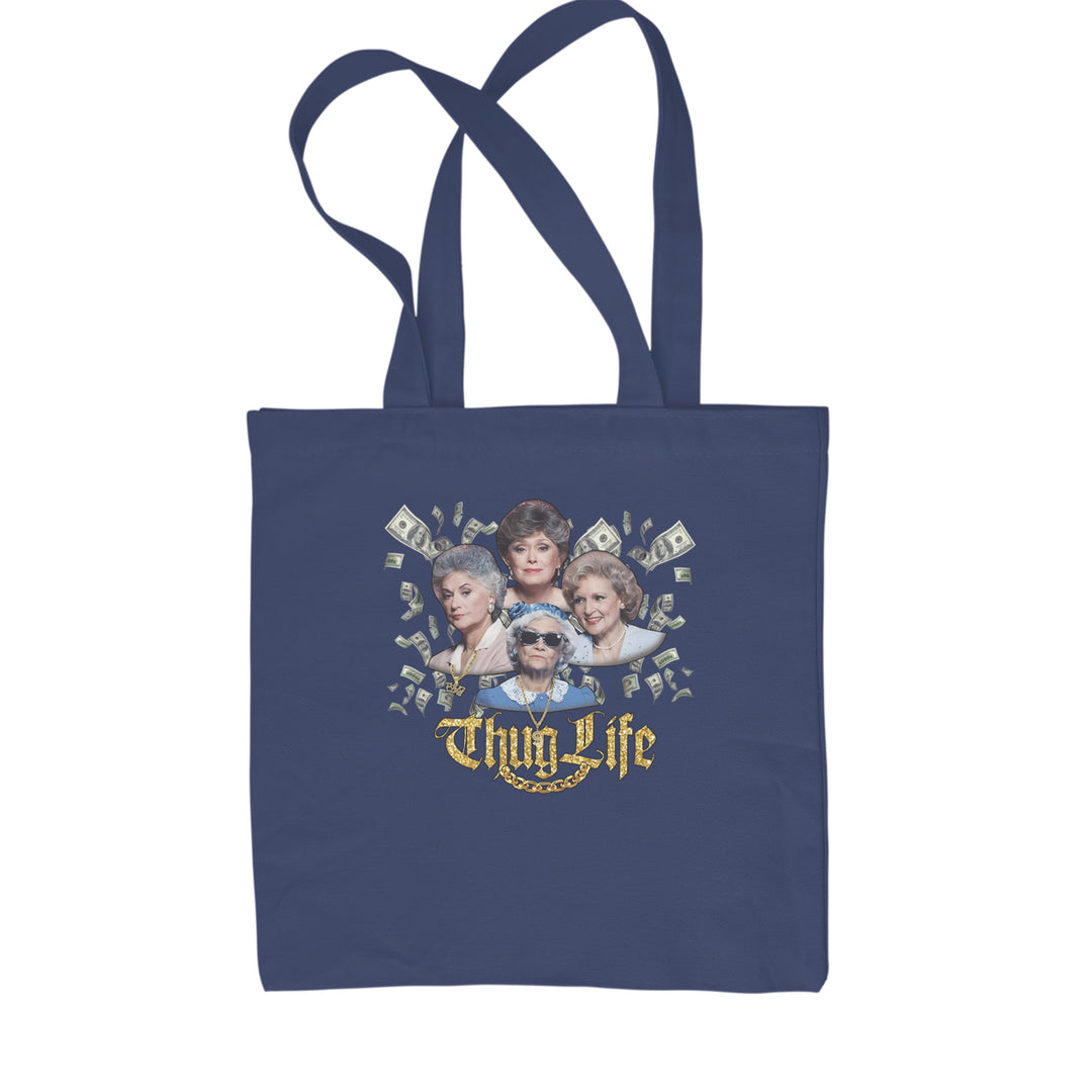 Golden Chain Thug Life Girls Shopping Tote Bag Navy Blue