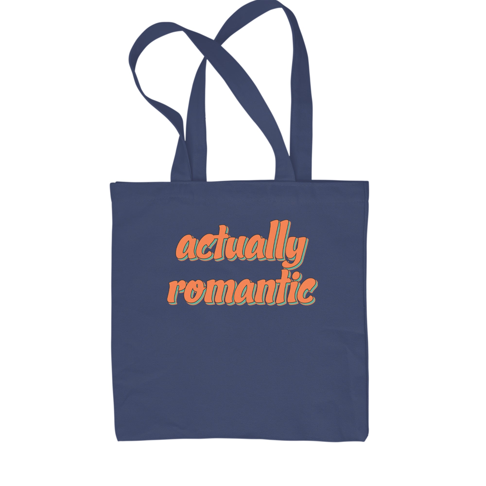 Actually Romantic Shopping Tote Bag Navy Blue
