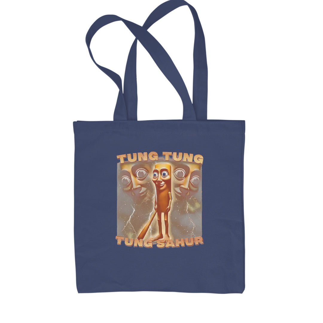 Tung Tung Tung Sahur Enforcer Shopping Tote Bag Navy Blue