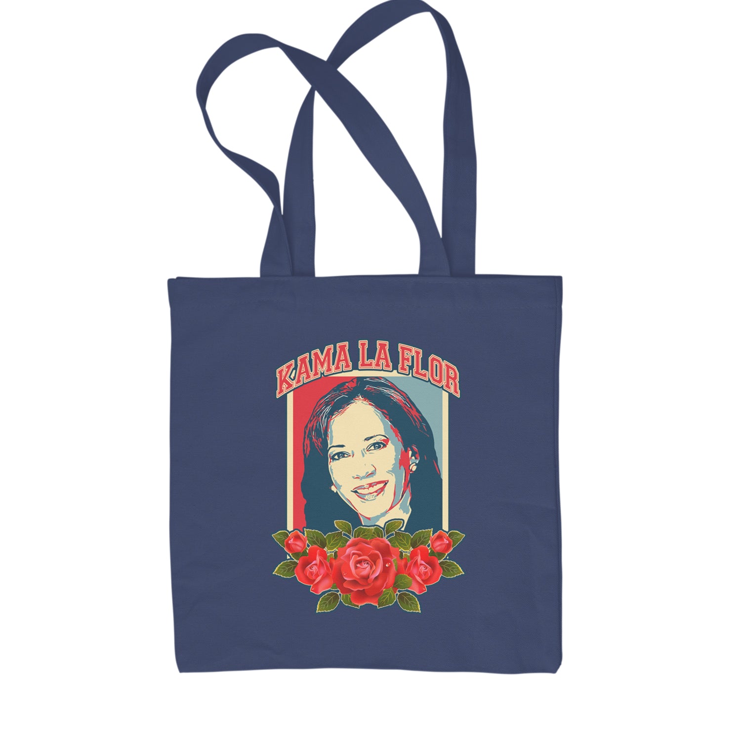 Kama La Flor Kamala Como La Flor Shopping Tote Bag Navy Blue