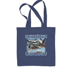 Bombardino Crocodilo Brainrot Shopping Tote Bag Navy Blue
