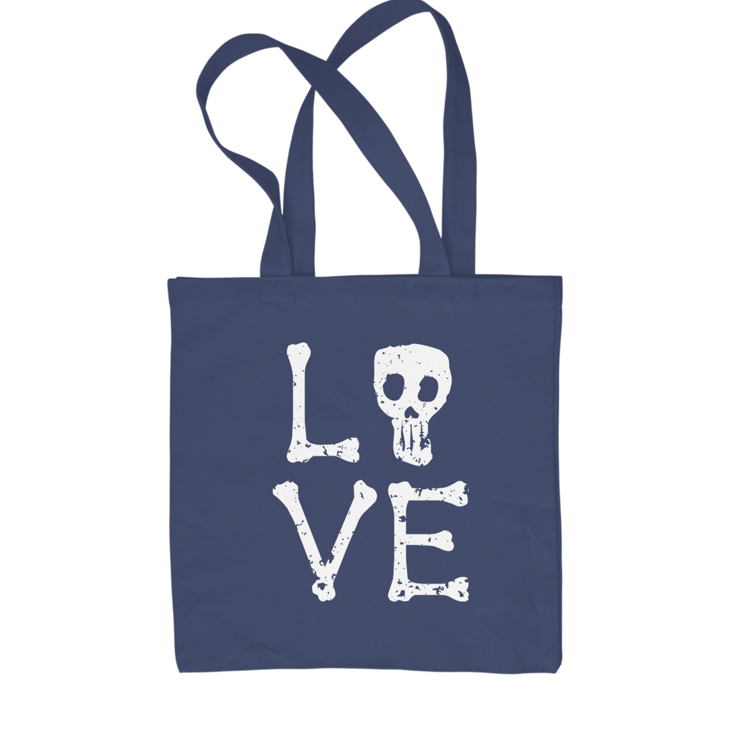 Love Skeleton Bones Shopping Tote Bag Navy Blue