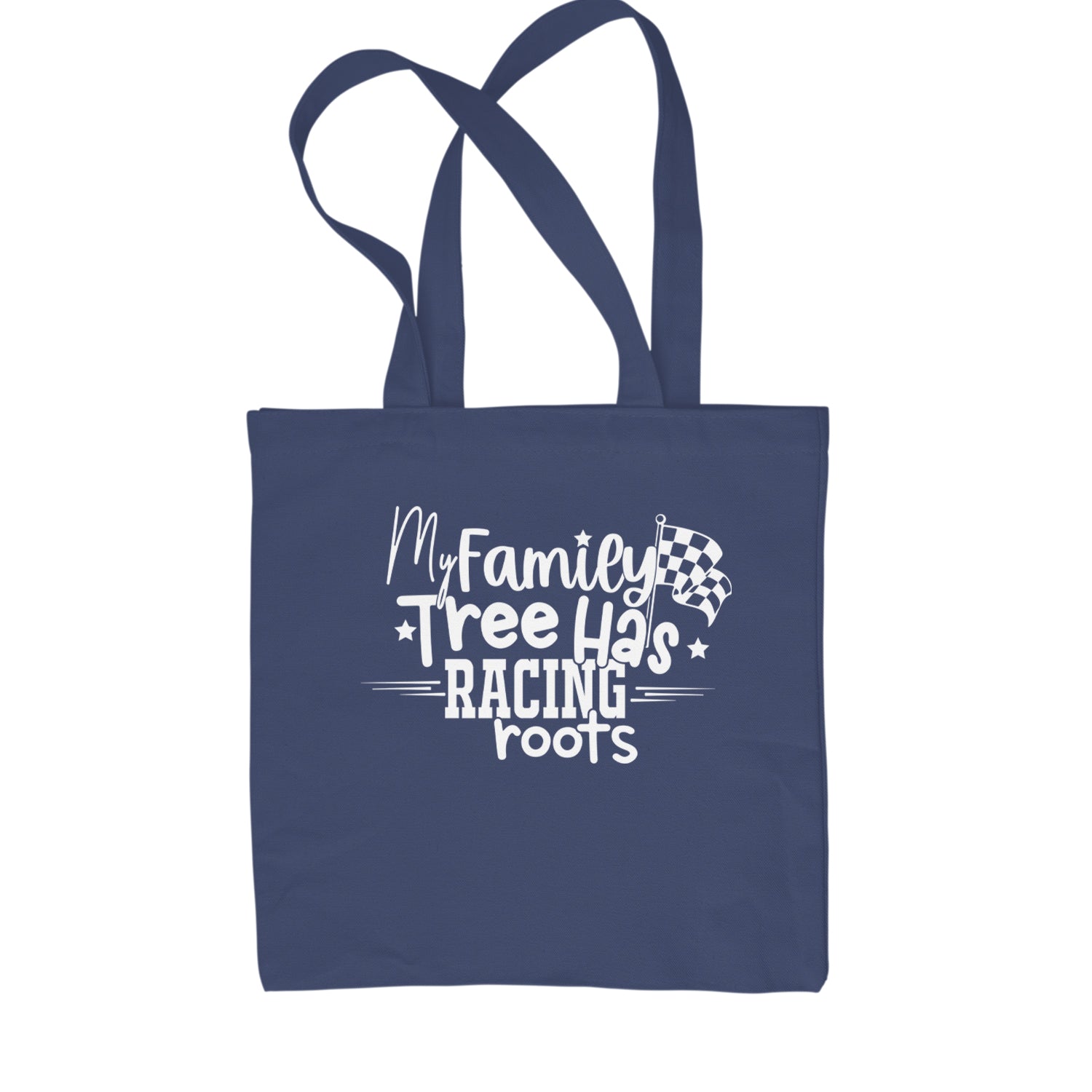 My Family Tree Has Racing Roots Shopping Tote Bag Navy Blue