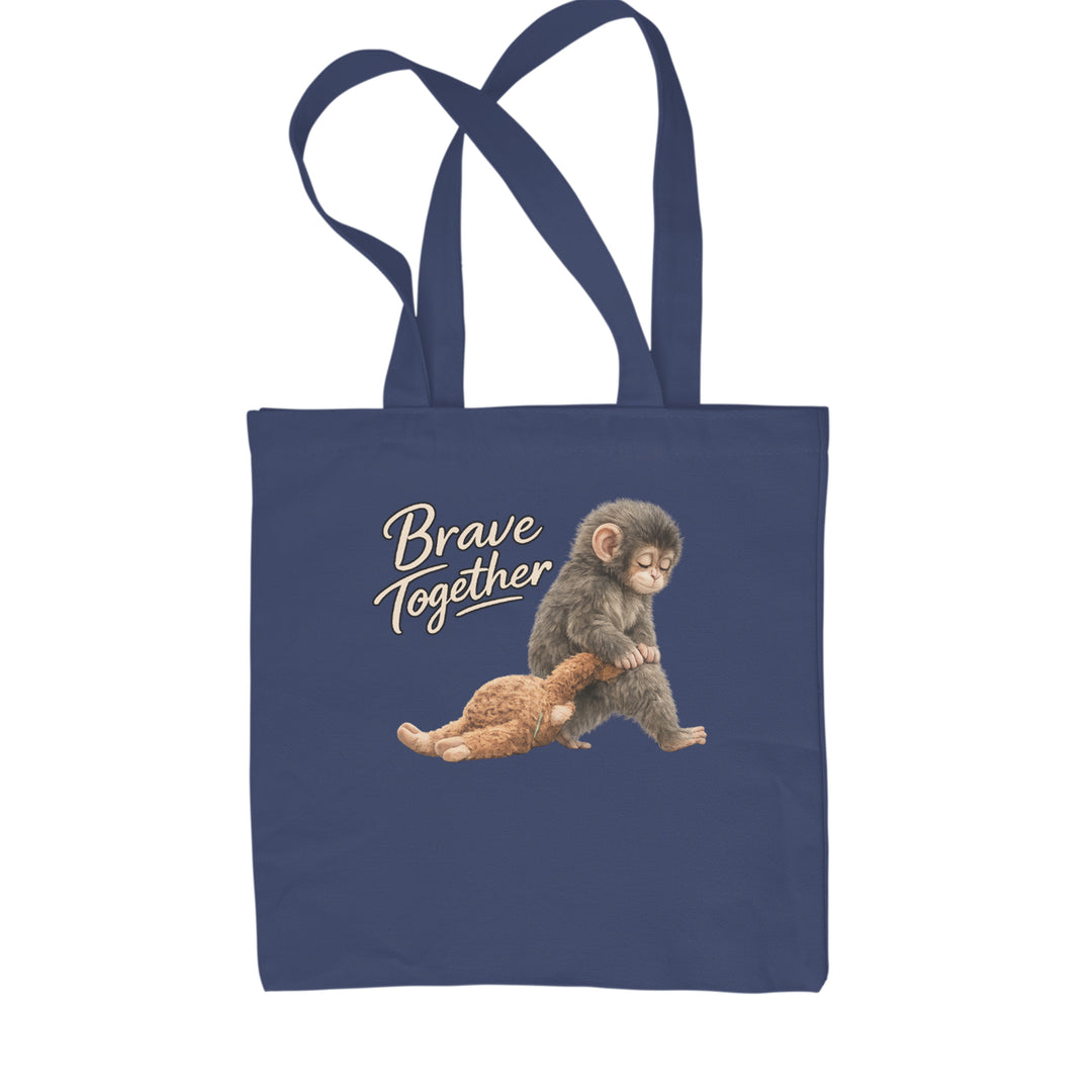 Punch Brave Together Stuffed Animal Shopping Tote Bag Navy Blue