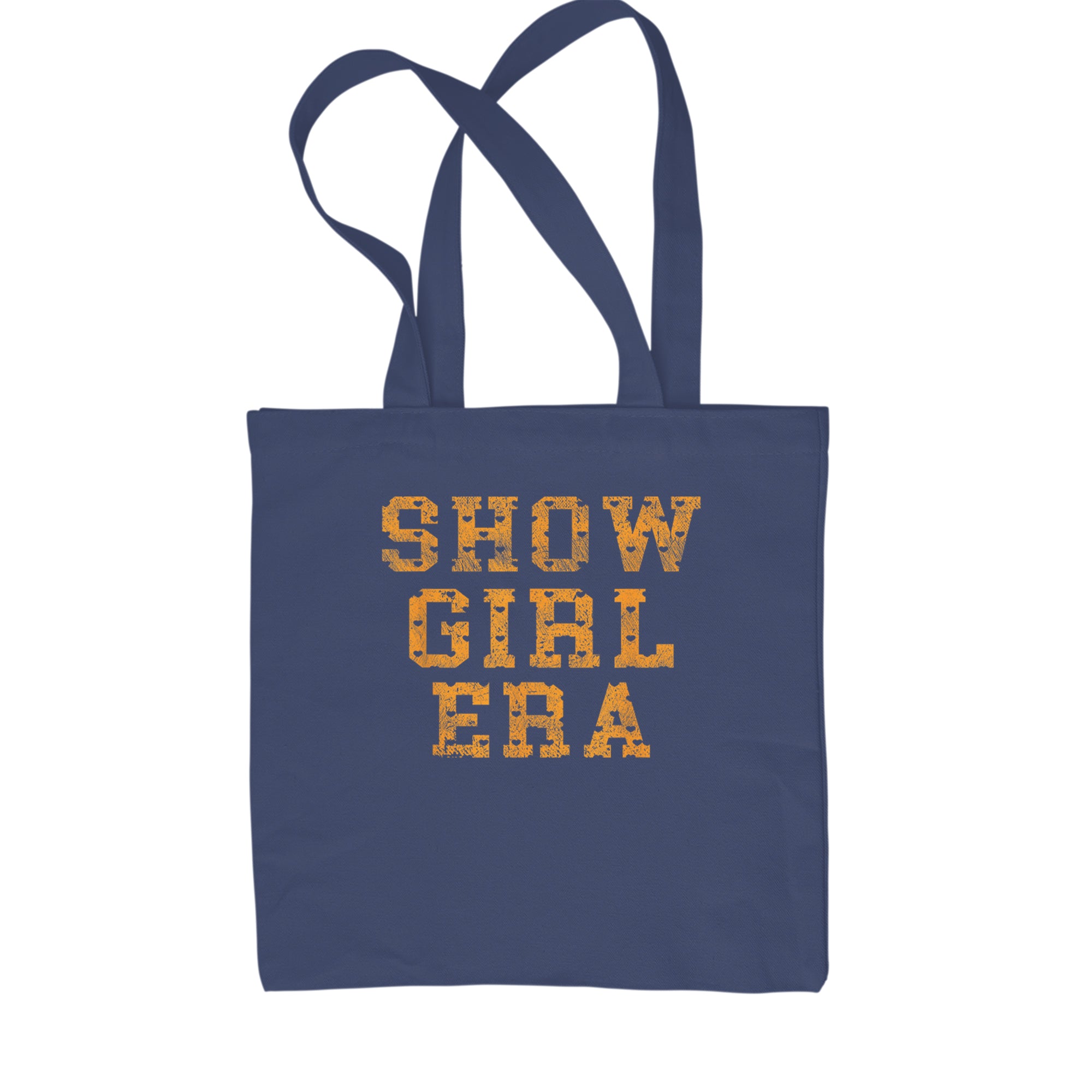 Vintage Showgirl Era Heart Shopping Tote Bag Navy Blue