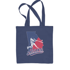Atlanta Georgia Batter Up Shopping Tote Bag Navy Blue