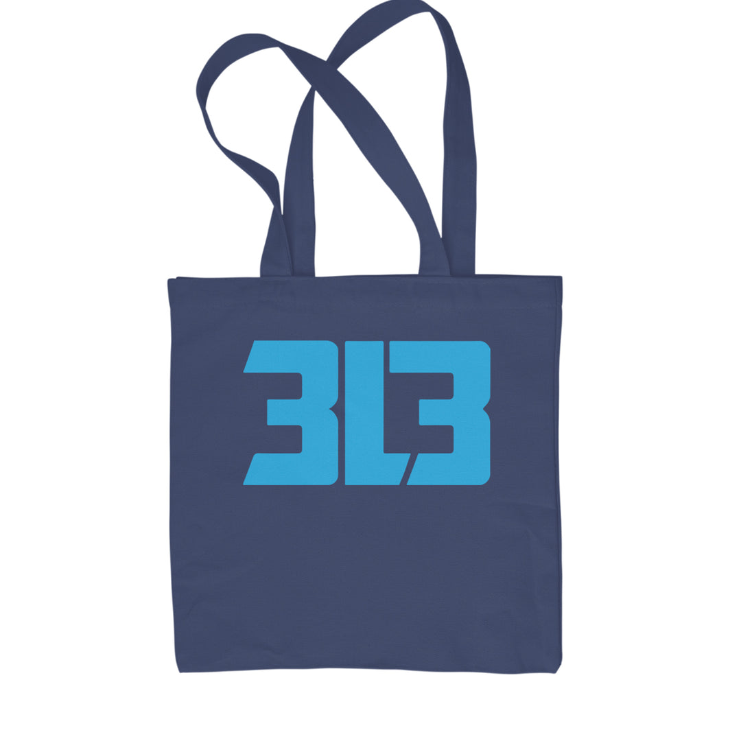 3L3 From The 313 Detroit Football Shopping Tote Bag Navy Blue
