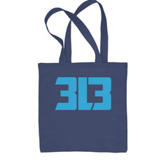 3L3 From The 313 Detroit Football Shopping Tote Bag Navy Blue
