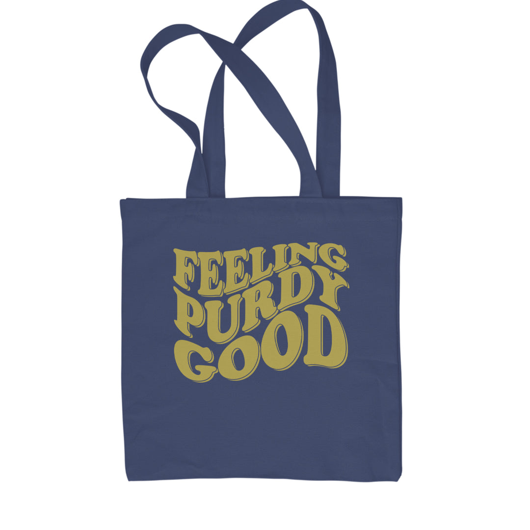 Feeling Purdy Good San Francisco Shopping Tote Bag Navy Blue