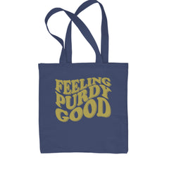 Feeling Purdy Good San Francisco Shopping Tote Bag Navy Blue