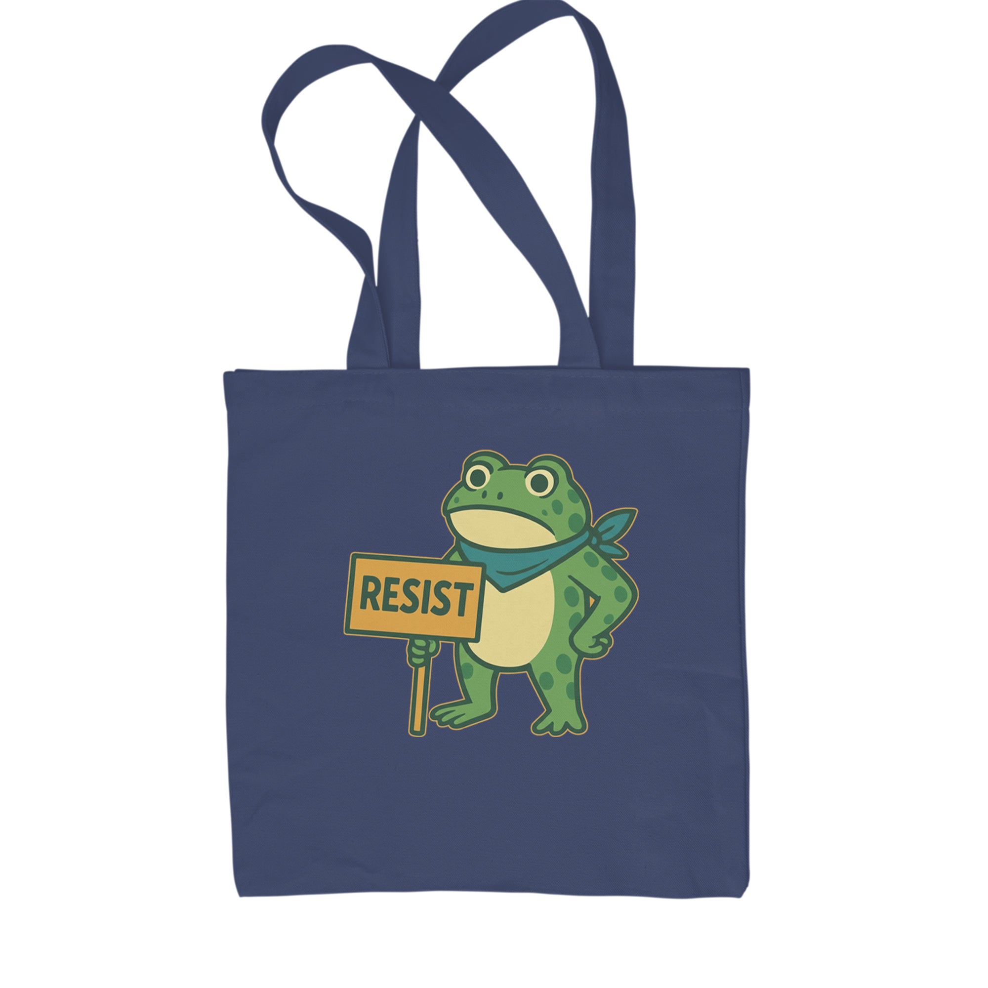 Sign Resist Meme Frog Protest Shopping Tote Bag Navy Blue