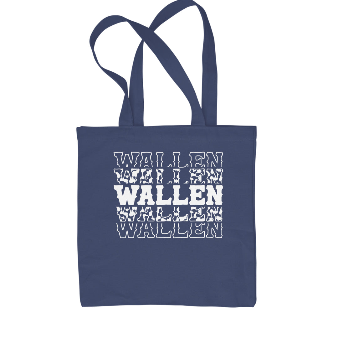 Wallen Country Music Western Shopping Tote Bag Navy Blue