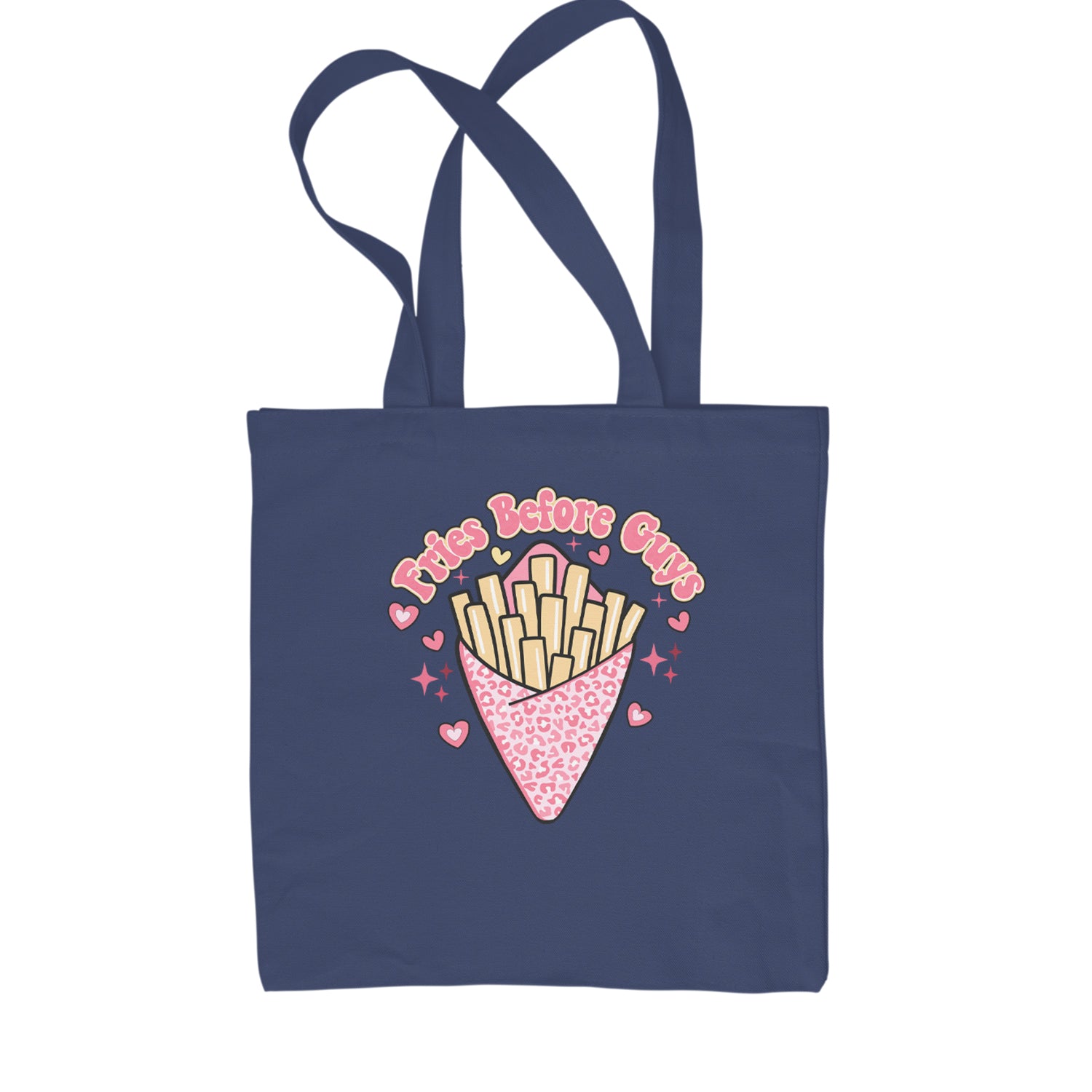 Fries Before Guys Shopping Tote Bag Navy Blue