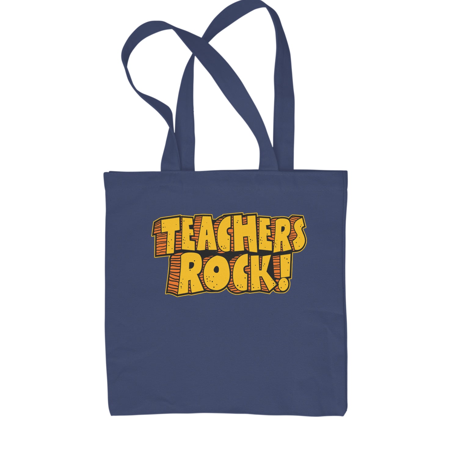 Teachers Rock Retro Shopping Tote Bag Navy Blue