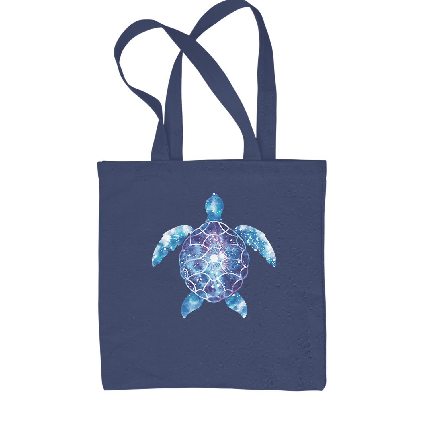 Ocean Aura Tie-Dye Sea Turtle Shopping Tote Bag Navy Blue