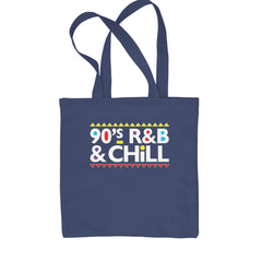 90s R&B and Chill Retro Throwback Shopping Tote Bag Navy Blue
