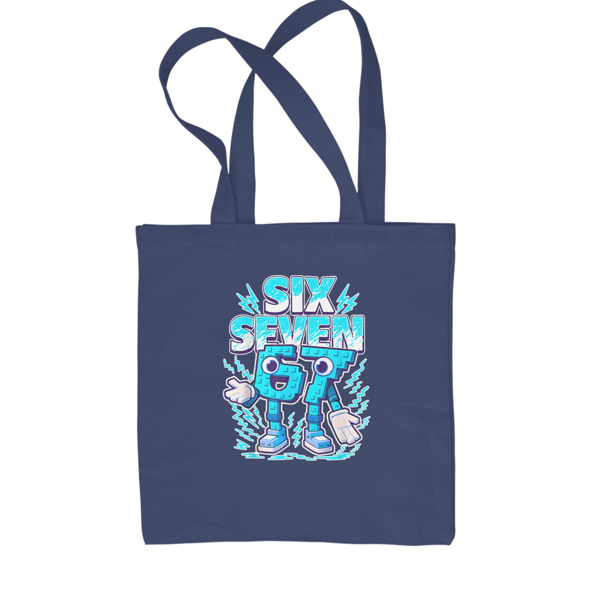 67 Brainrot Meme Slang Shopping Tote Bag Navy Blue