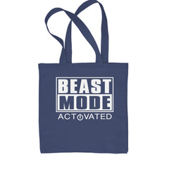 Activated Beast Mode Workout Gym Clothing Shopping Tote Bag Navy Blue