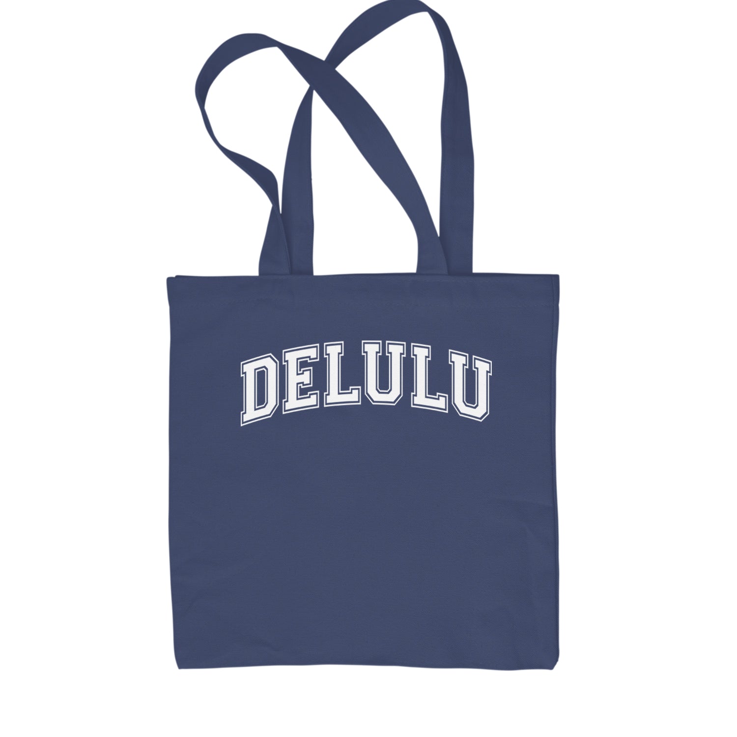 Delulu Delusional Light Hearted Shopping Tote Bag Navy Blue