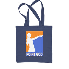 Point God Cunningham Basketball Pointing Meme  Shopping Tote Bag Navy Blue