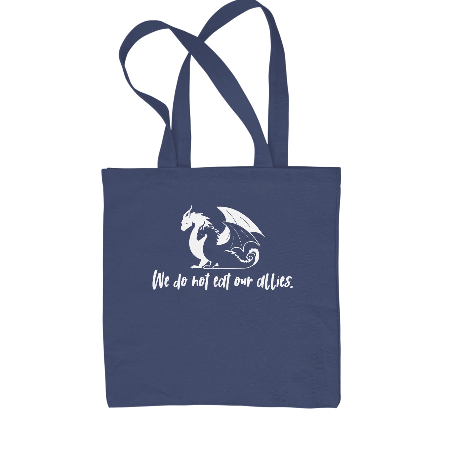 We Do Not Eat Our Allies Fourth Wing Basgiath Shopping Tote Bag Navy Blue