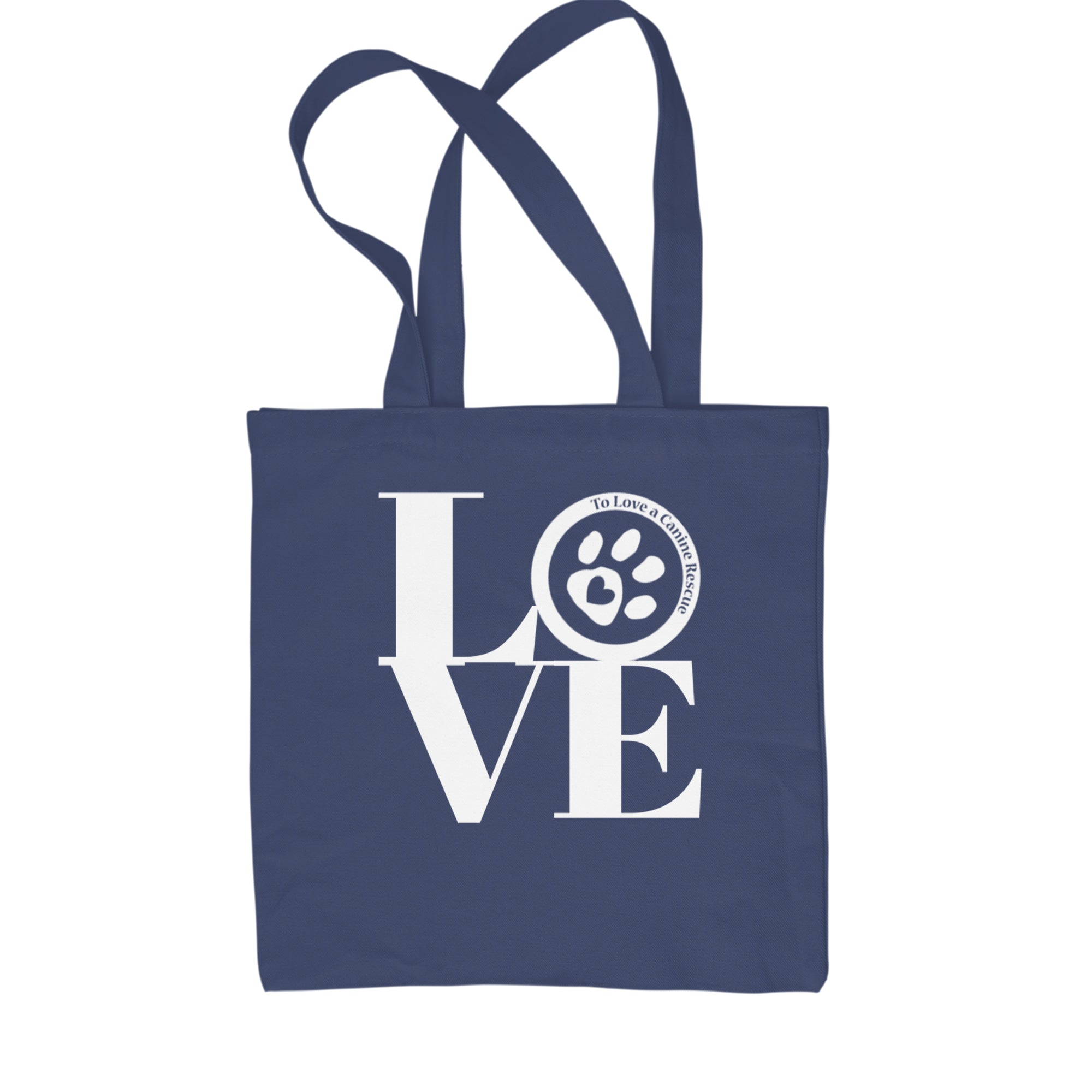 TLC LOVE Dog Rescue Shopping Tote Bag Navy Blue