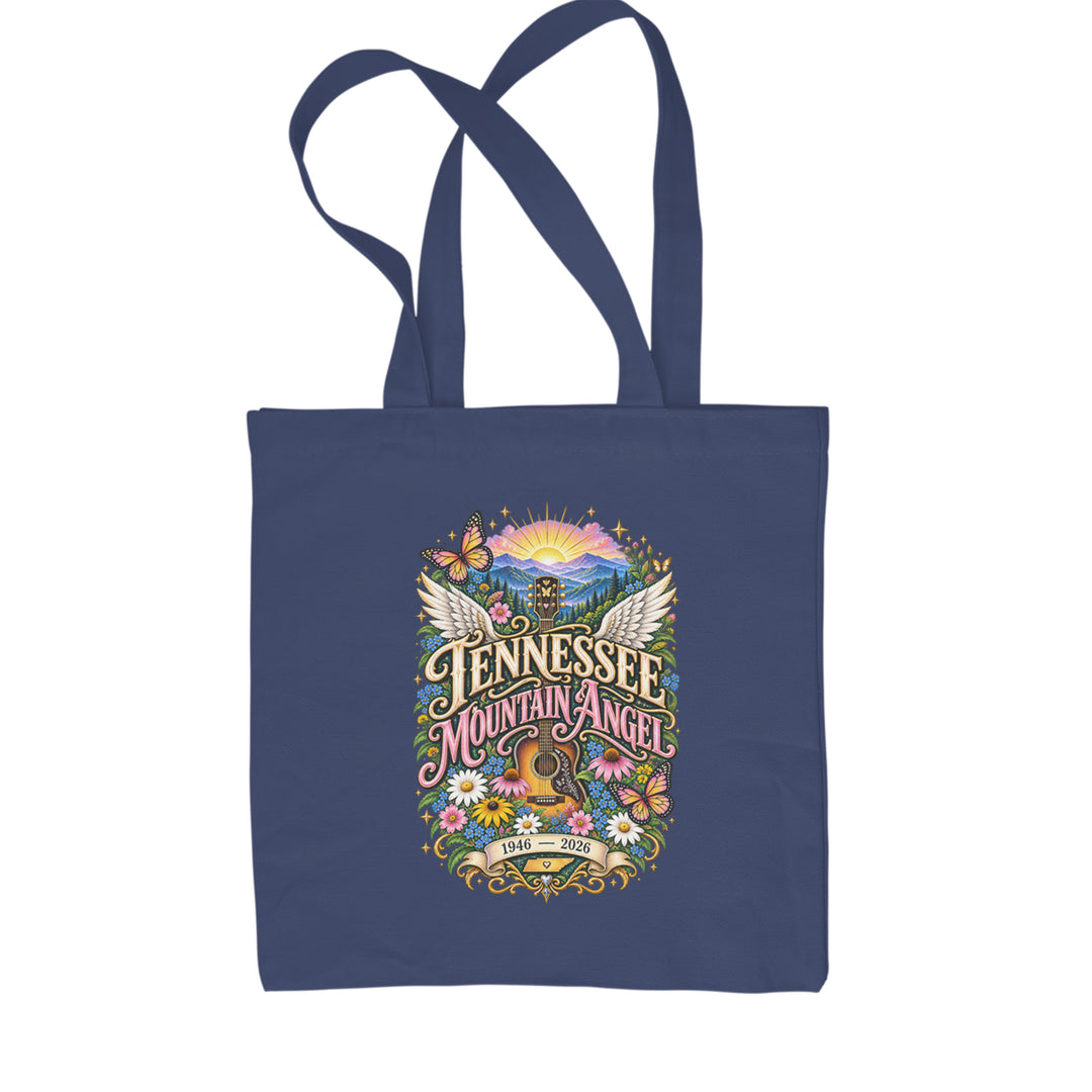 Tennessee Mountain Angel Wings Dolly Shopping Tote Bag Navy Blue