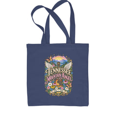 Tennessee Mountain Angel Wings Dolly Shopping Tote Bag Navy Blue