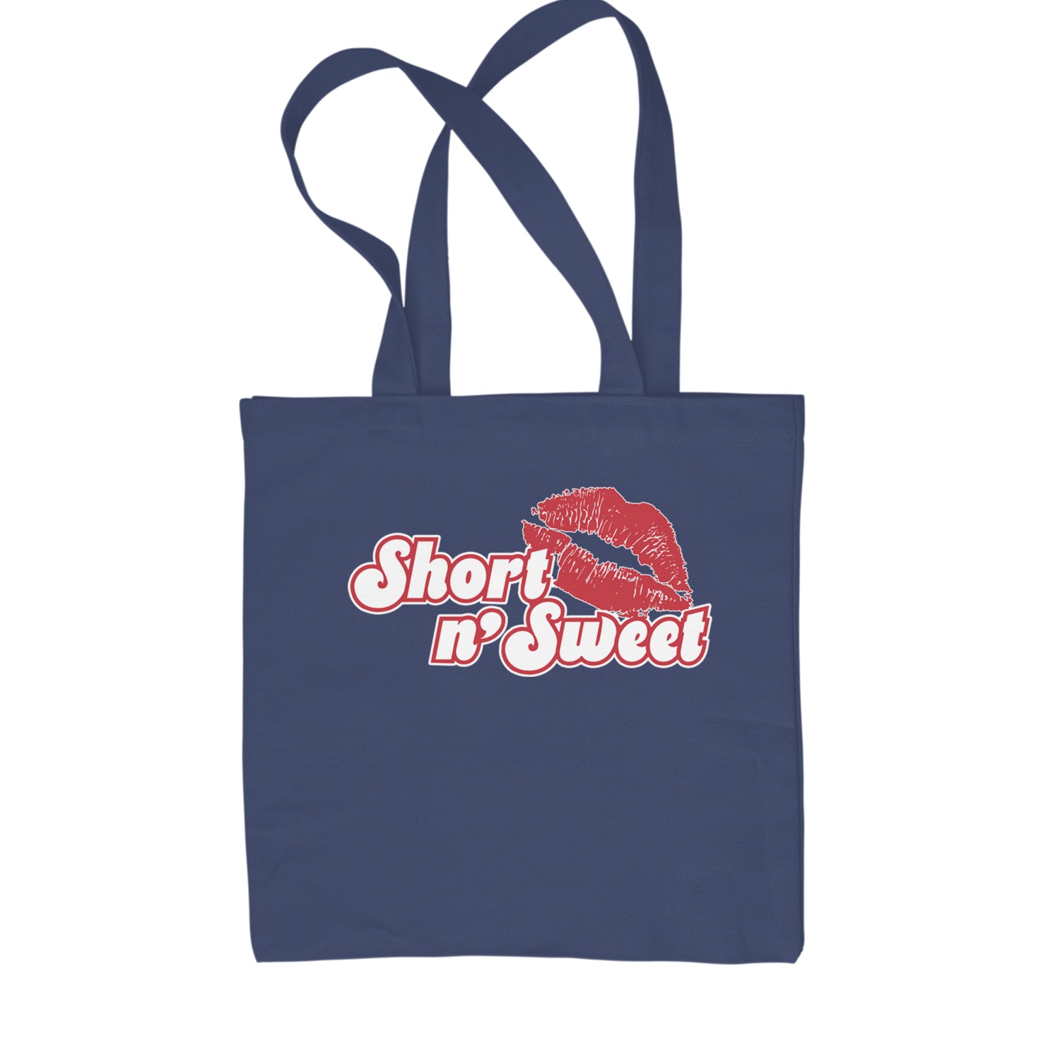 Short N' Sweet Red Lips Shopping Tote Bag Navy Blue