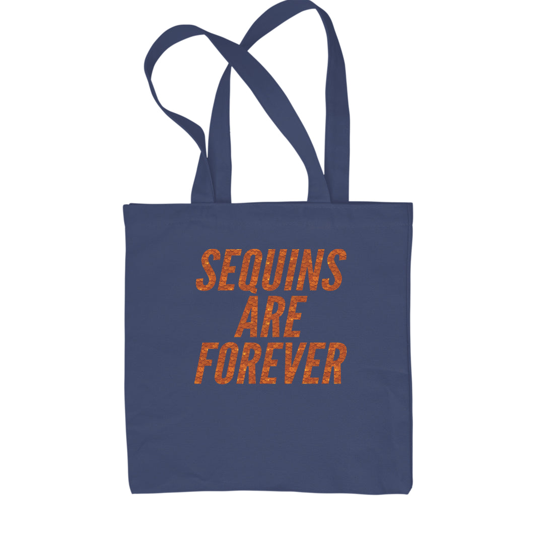Sequins Are Forever Retro Glam Shopping Tote Bag Navy Blue