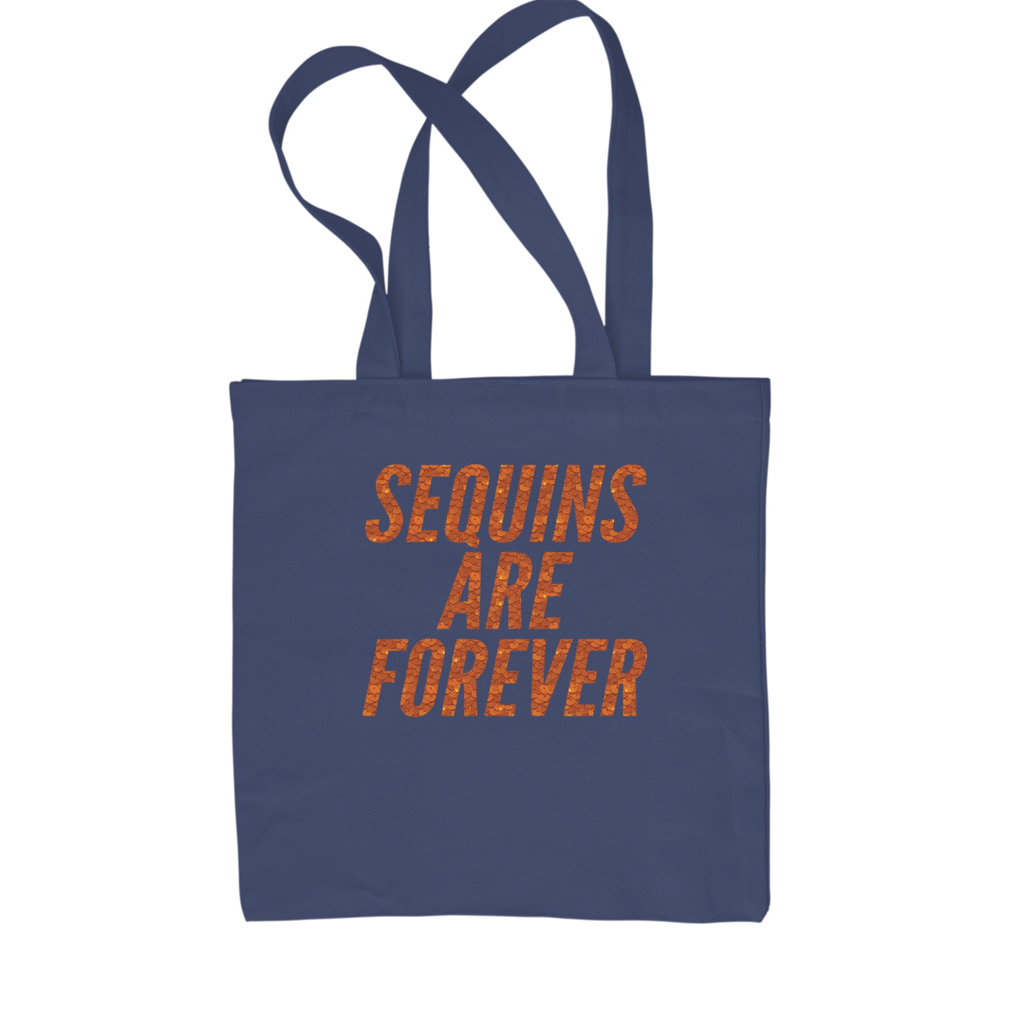 Sequins Are Forever Retro Glam Shopping Tote Bag Navy Blue