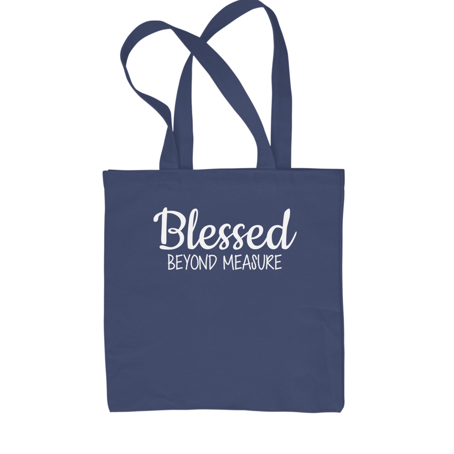 Blessed Beyond Measure Shopping Tote Bag Navy Blue