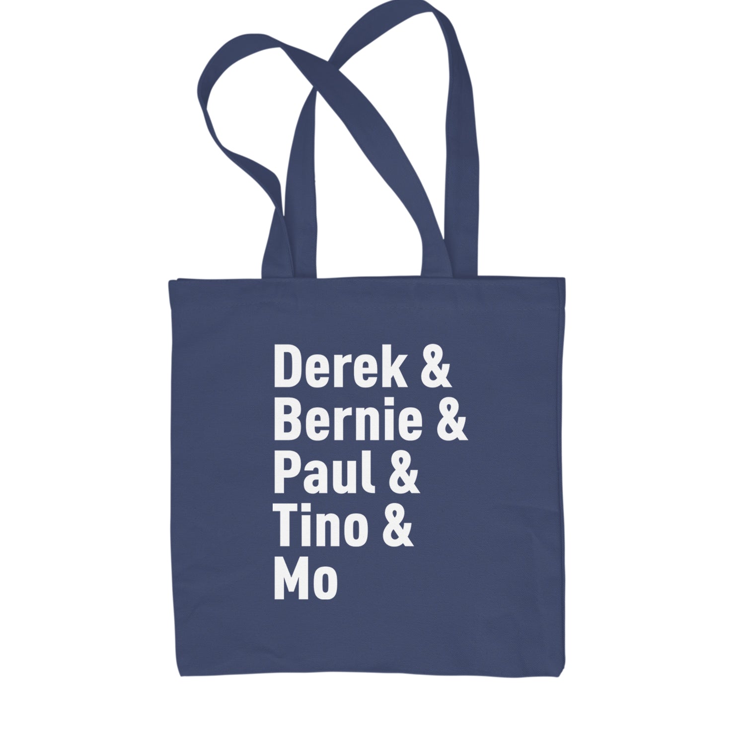 Derek & Bernie & Paul & Tino & Mo Shopping Tote Bag Navy Blue