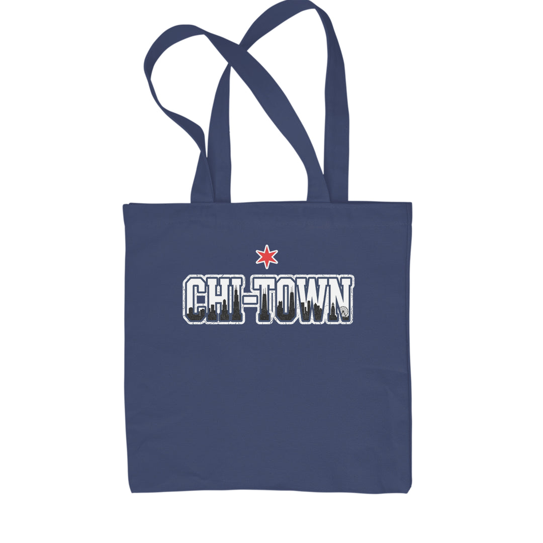 Chicago Chi-Town City Pride Shopping Tote Bag Navy Blue