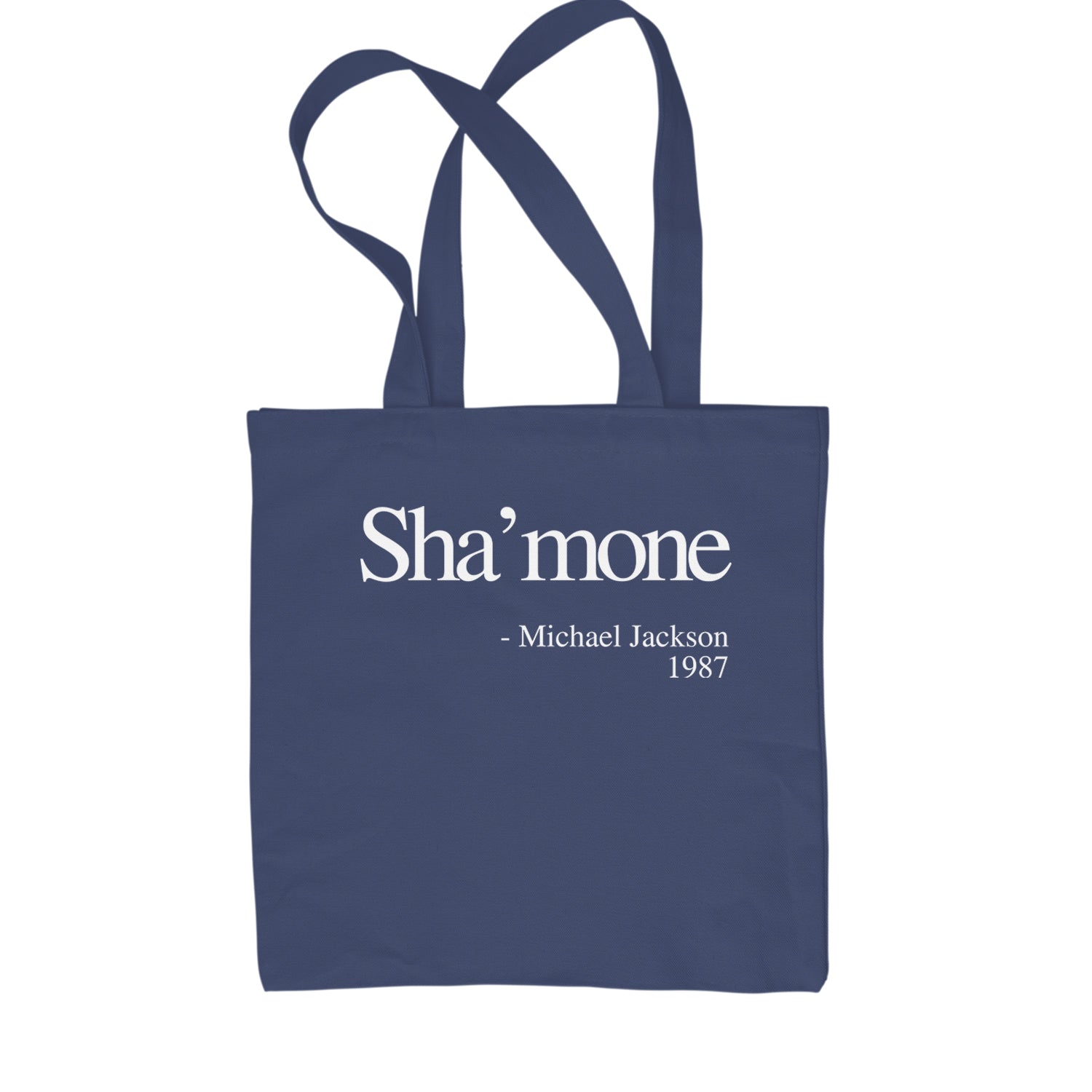 Sha'mone Quote King Of Pop Shopping Tote Bag Navy Blue