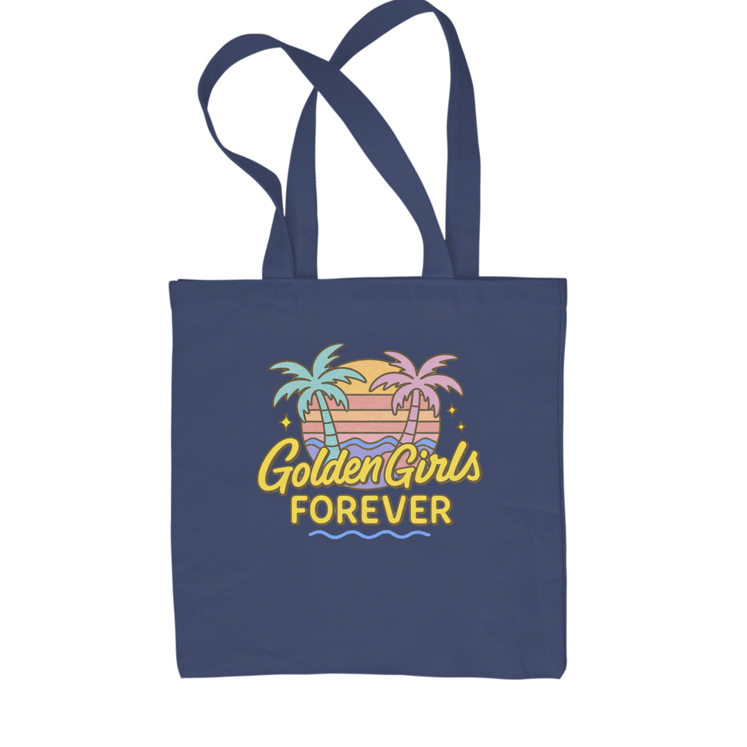 Golden Girls Forever Retro Sunset Shopping Tote Bag Navy Blue