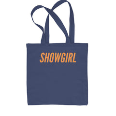 Showgirl Orange Glitter Shopping Tote Bag Navy Blue