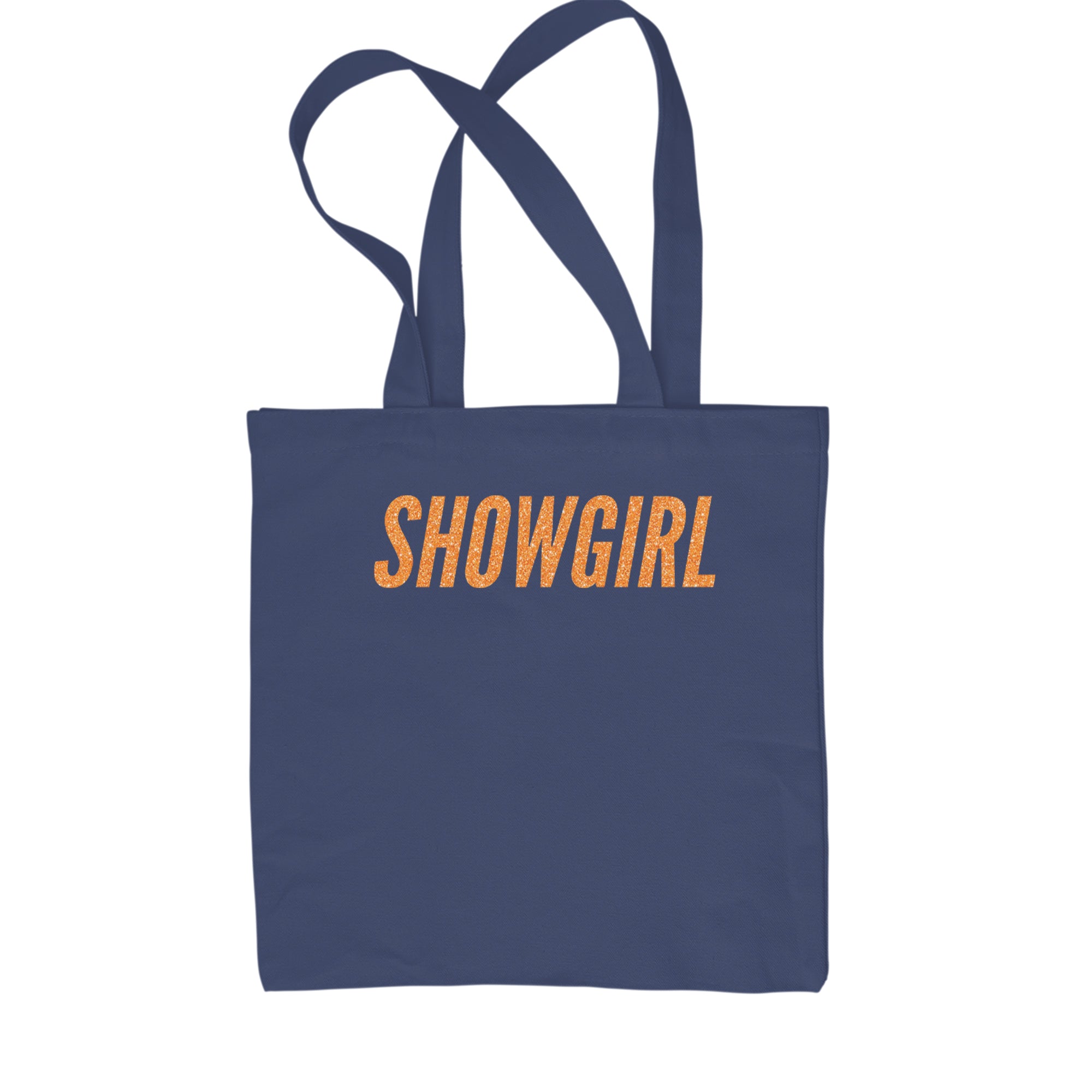 Showgirl Orange Glitter Shopping Tote Bag Navy Blue