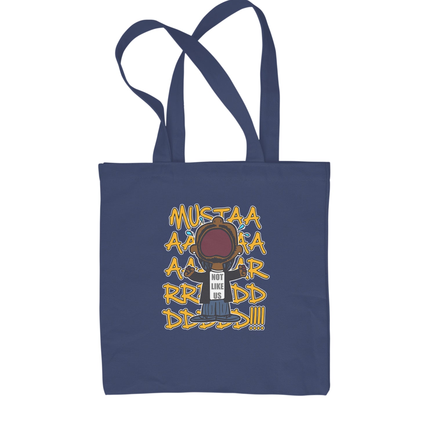 MUSTARD! Not Like Us Tv Off Shopping Tote Bag Navy Blue