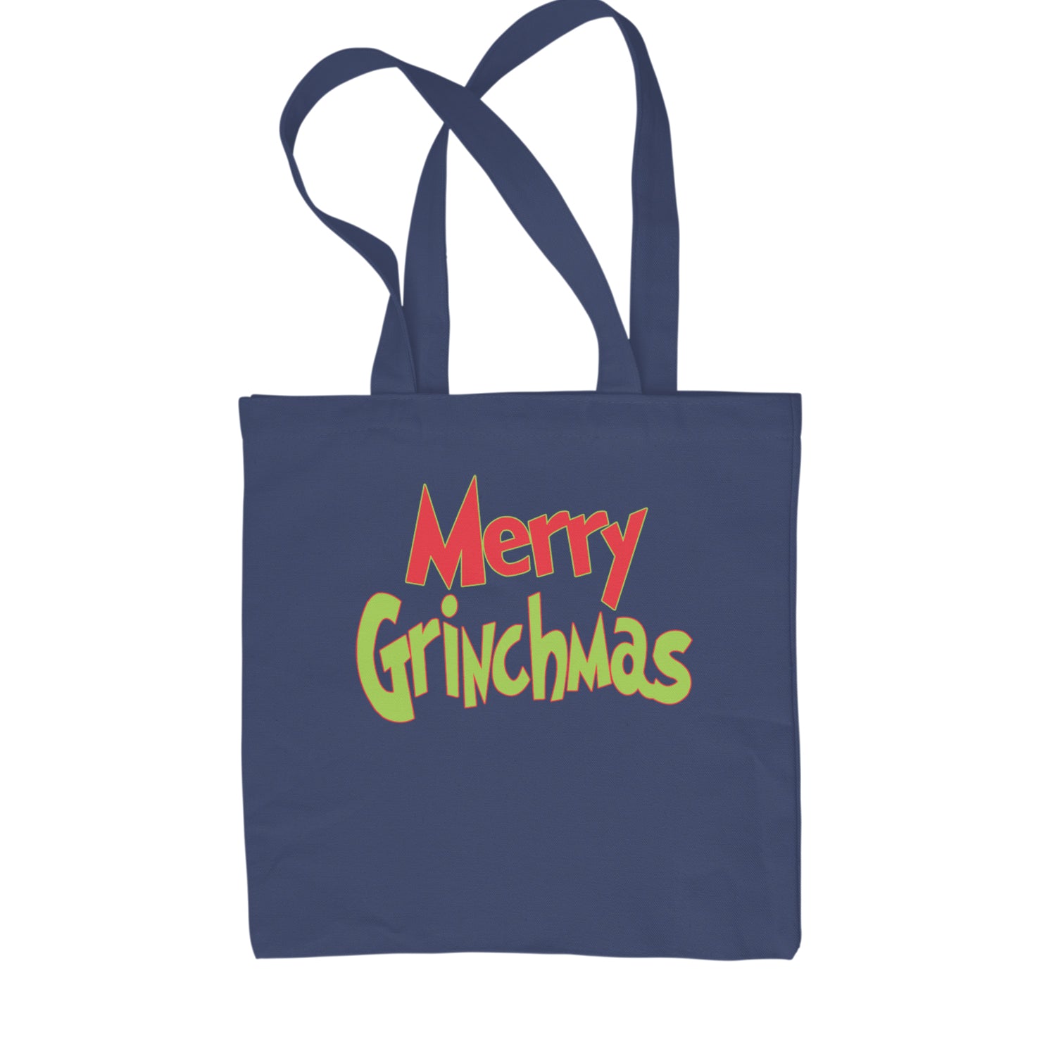 Merry Grinchmas Jolly Merry Christmas Shopping Tote Bag Navy Blue