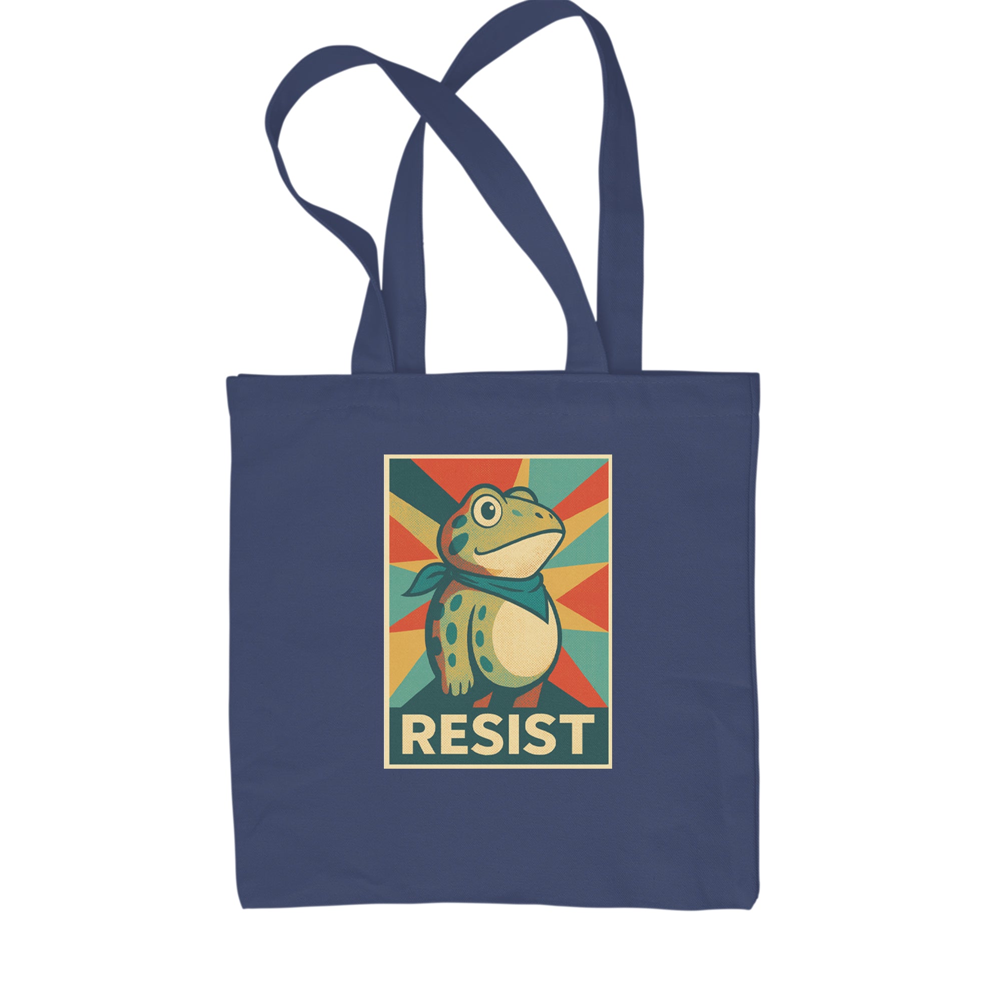 Resist Portland Protest Frog Shopping Tote Bag Navy Blue
