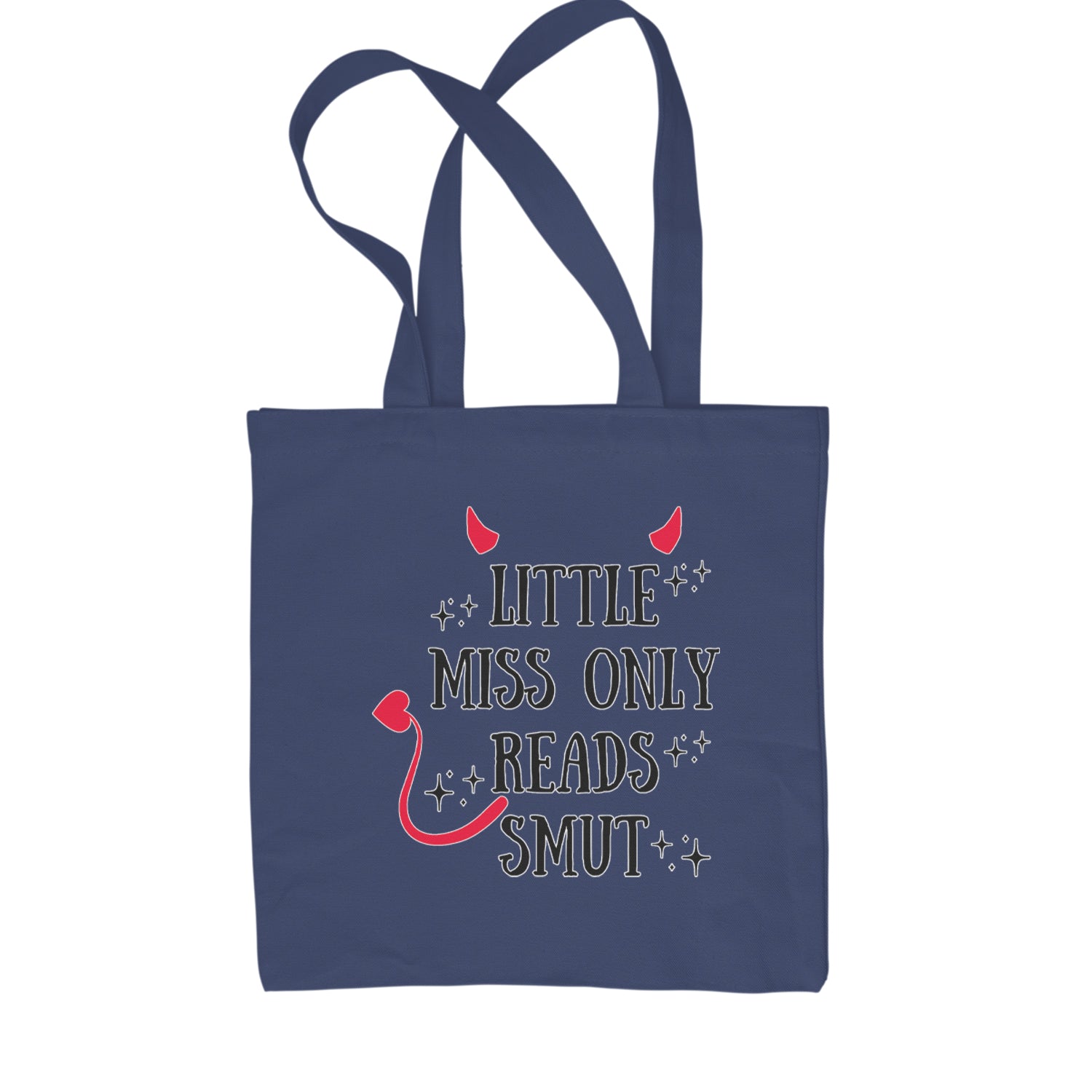 Little Miss Only Reads Smut Devilish Shopping Tote Bag Navy Blue