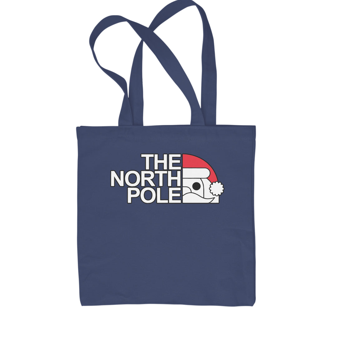 The North Pole Santa Face Shopping Tote Bag Navy Blue