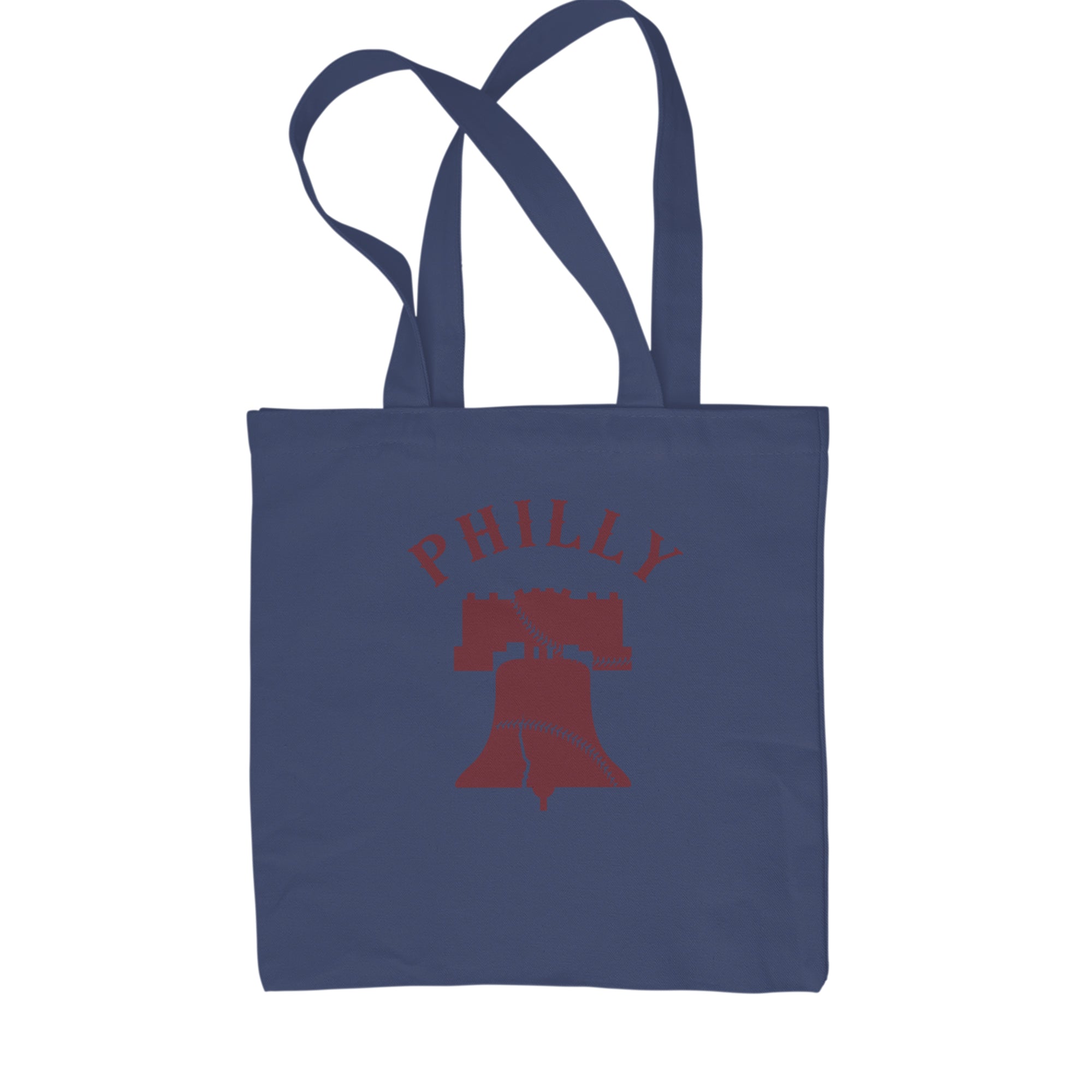 Philly Cracked Liberty Bell Shopping Tote Bag Navy Blue
