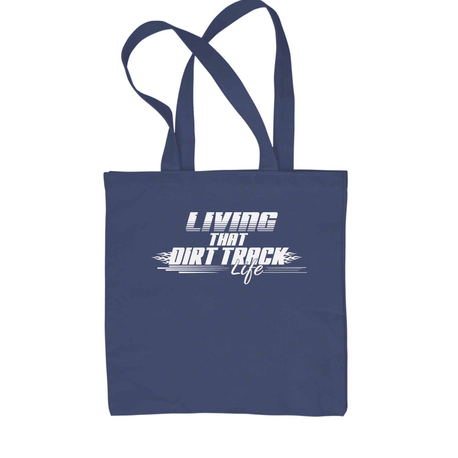 Living That Dirt Track Life Shopping Tote Bag Navy Blue