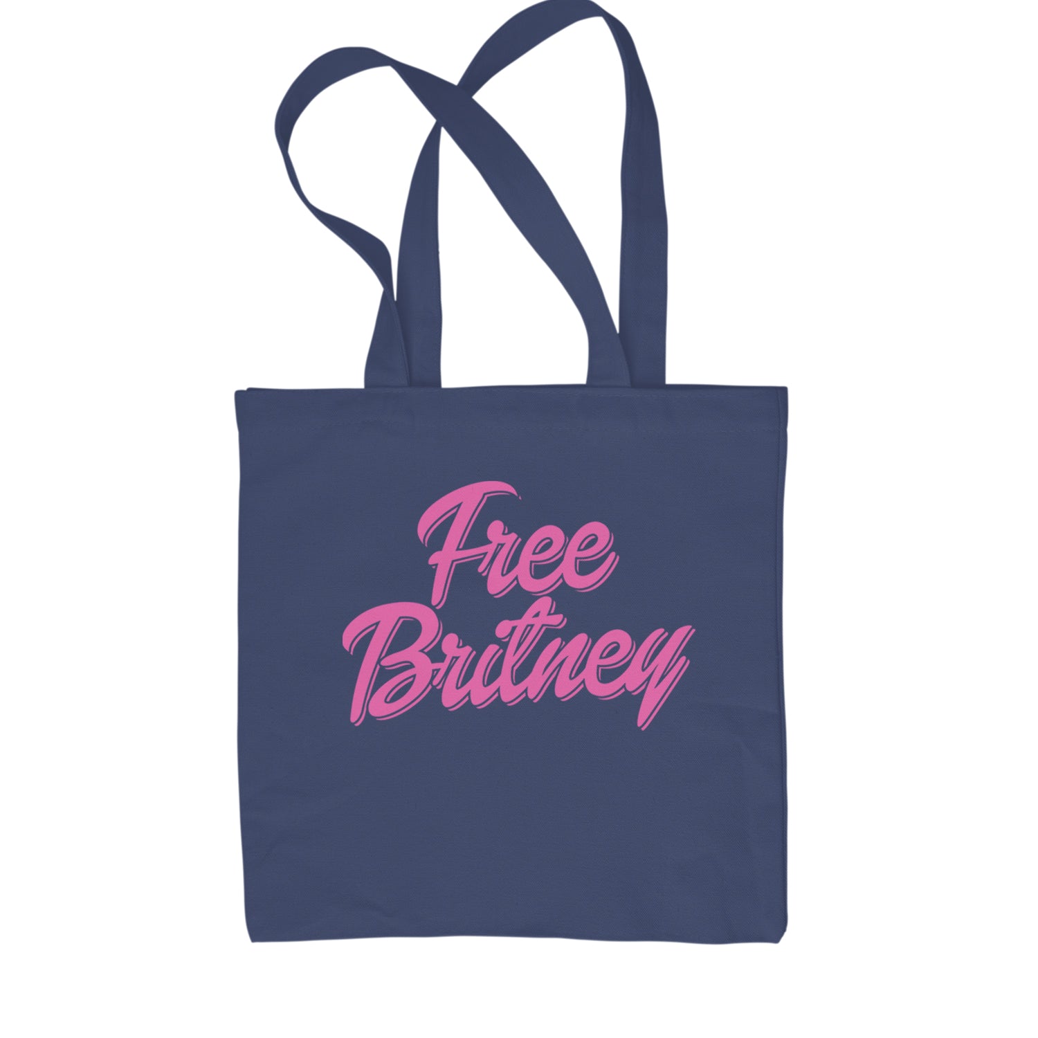 Pink Free Britney Shopping Tote Bag Navy Blue